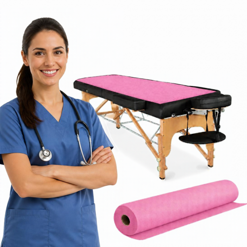 Podkład medyczny z włókniny w rolce różowy 70cm x 50m PREMIUM